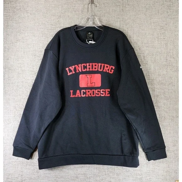 Adidas‎ Lynchburg Lacrosse Sweatshirt Mens XL Black Fleece Crew Neck NEW