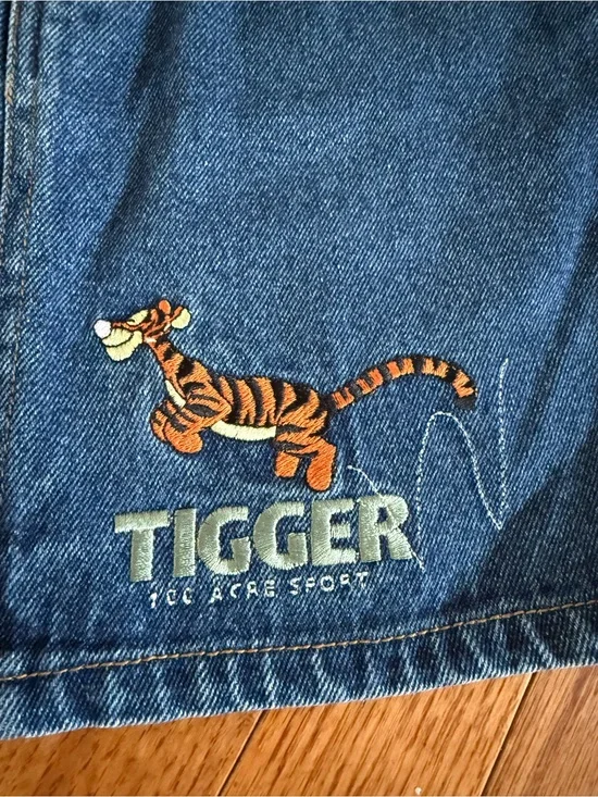 Vintage 90s Disney Pooh 100 Acre Collection Tigger Denim Skirt Size 10 Girls