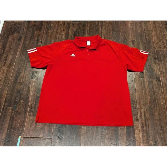 Vintage Adidas Polo Shirt Mens 3XL Red‎ ClimaCool Mesh 3-Stripes Athletic 00s