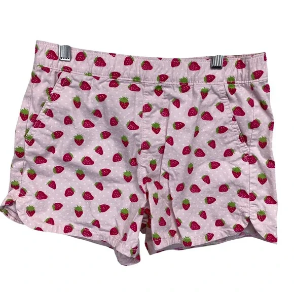 Lincoln Outfitters Girls Youth Shorts Size 14 Pink Strawberry Print Cotton Blend
