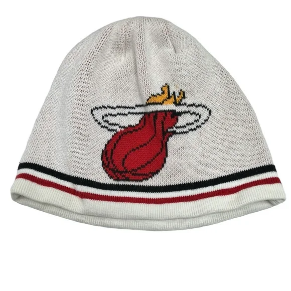 ADIDAS NBA MIAMI HEAT KNIT WHITE BEANIE SNOW HAT
