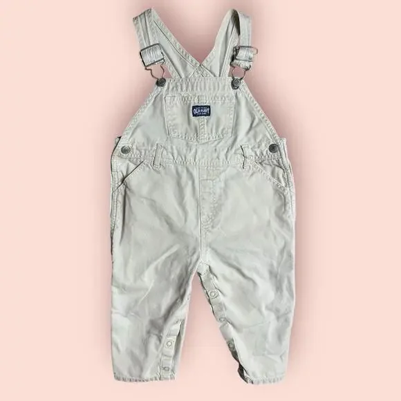 Vtg Baby Boys Size 18-24 month Old Navy Y2K Pantsuit Overalls Bibs Tan Romper