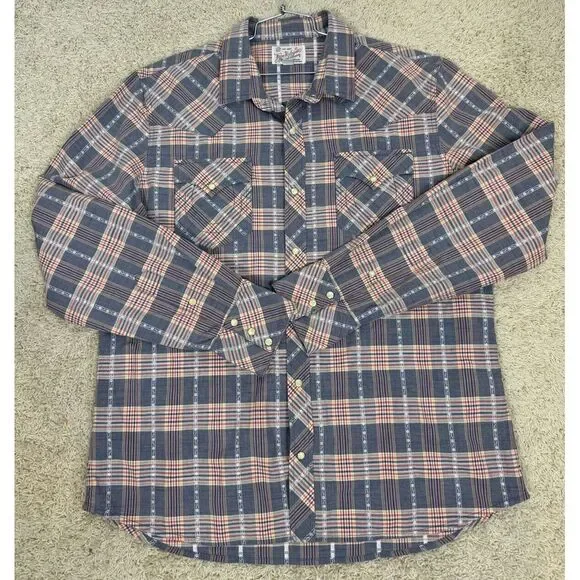 True Religion Multicolor Plaid Horseshoe Western Pearl Snap‎ Shirt Size XXXL