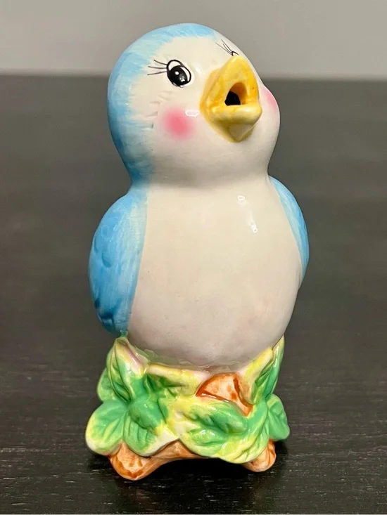 VTG Blue Song Bird Pie Bird/Vent/Funnel 5” Kitschy Adorable Retro