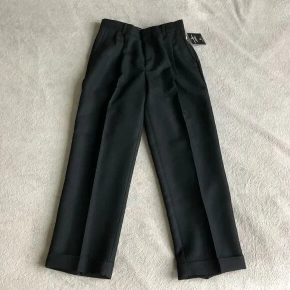 Claiborne Boys Gabardine Pleated Black Dress Pants