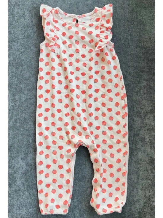 Baby Gap Girls Strawberry Print Ruffle Jumpsuit Size 12-18 Months