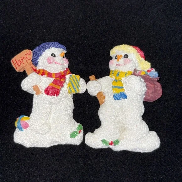 Vintage Scott's Collectables 2 Piece Snowman Magnet Set,  NOS