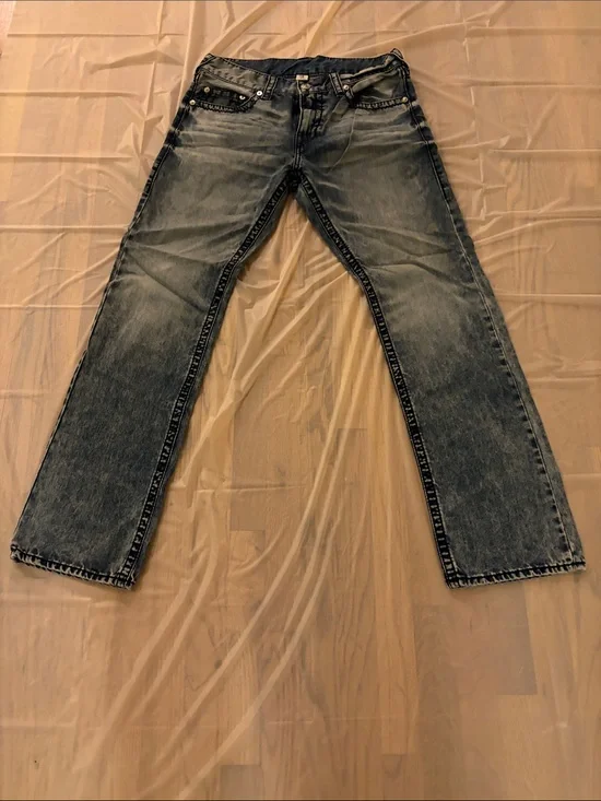 True Religion Faded Blue Straight Jeans