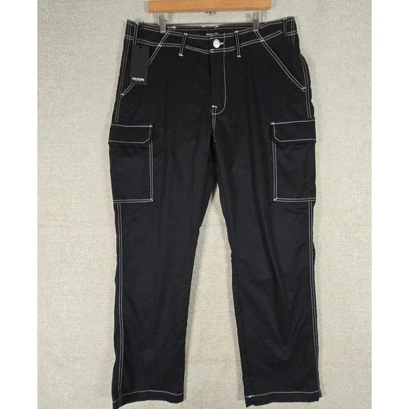 True Religion Mens Straight Ladder SN Cargo Pants Jet Black 701404 Size 36