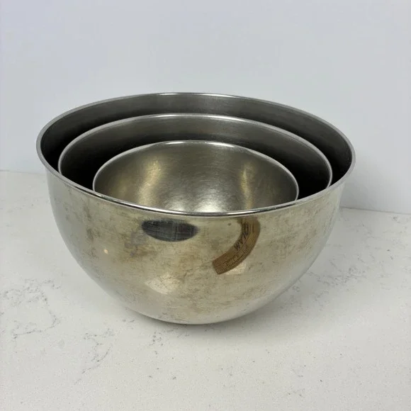 3 Vtg Revere Ware Mixing Bowls 18-10 Stainless Steel Nesting MCM Retro Farmhouse