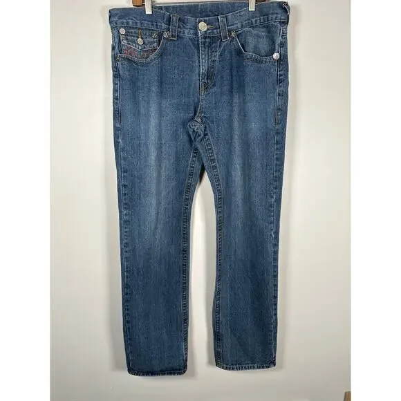True Religion Mens Big Flap Red‎ Stitch Jeans Size 36 Straight