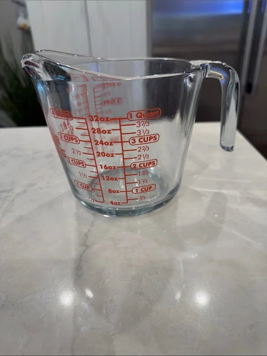 6/$30 Glass Measuring Cup with Red Markings - Clear