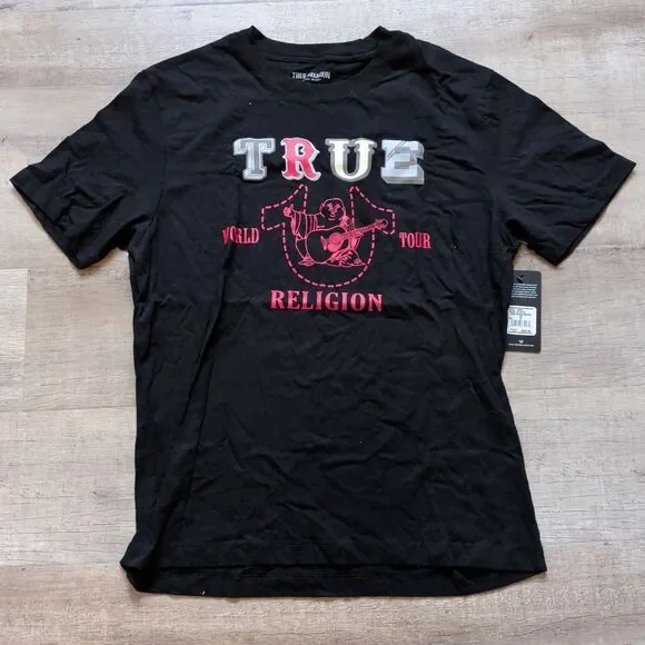 NWT True Religion World Tour Buddha Graphic Black T-Shirt Men's Size XL