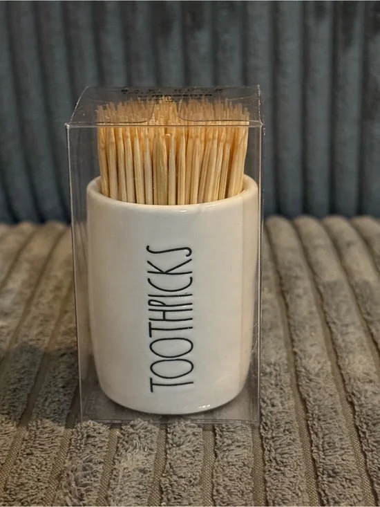Rae Dunn White Ceramic Toothpicks Holder - White 