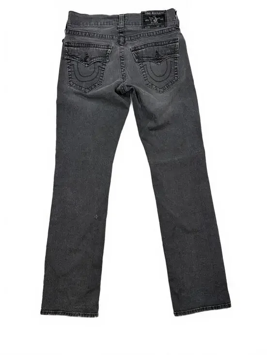 True Religion Ricky Straight Leg Jeans - Size 30 x 32 Black Denim Flap Pockets