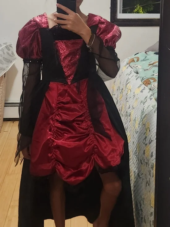 Black & Red Gothic Princess Kids Costume Dress