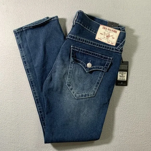 True Religion Rocco Relaxed Skinny Jeans Black Big T Flap Mens 36 NWT