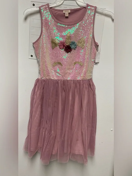Girls' Pink Sequin Unicorn Tulle Dress