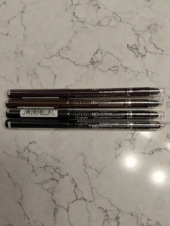 LOT Of 4 NYC New York Color Waterproof Eyeliner Pencils Black Deep Brown Purple
