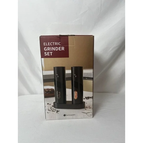 Electric Salt Pepper Grinder Set Rechargeable Black‎ Automatic Mill 2 Pack