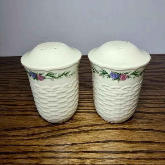 Vtg Noritake Japan Conservatory Gala Basket Weave Salt & Pepper Shaker Floral