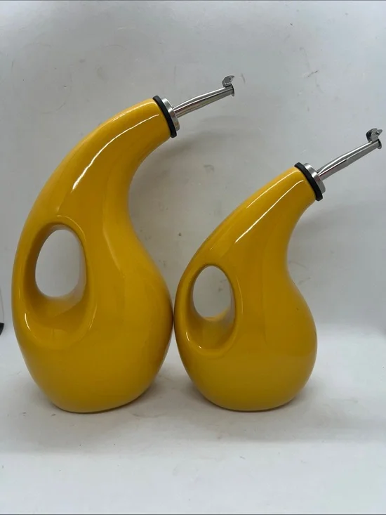 Rachael Ray Stoneware Serveware Set EVOO Olive Oil and Vinegar Bottles Preowned