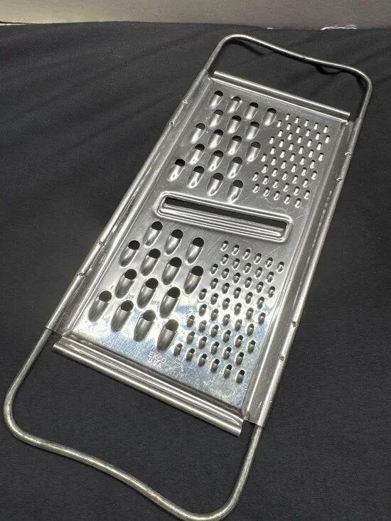 Vintage Ekco USA Stainless Steel Flat Cheese Grater With Handle Durable Multi-Si