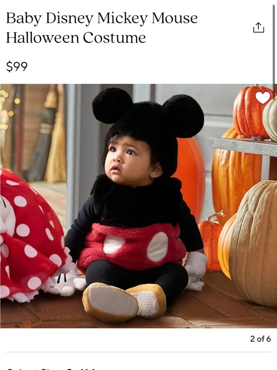 Pottery Barn Baby Disney Mickey Mouse Halloween Costume - NWT