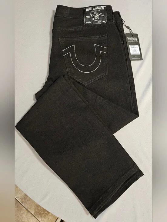True Religion Geno No Flap Black Denim Jeans Men Size 36x32 NWT