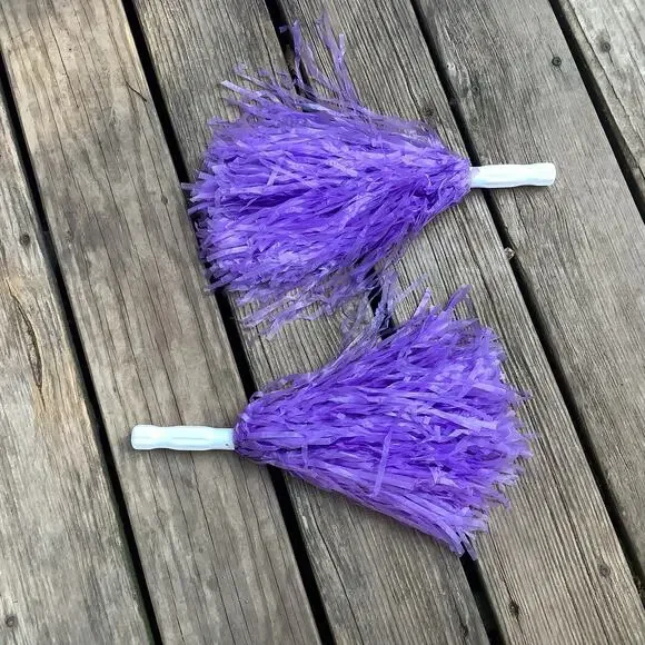 Cheerleading Pom Poms Pair Solid Purple 10