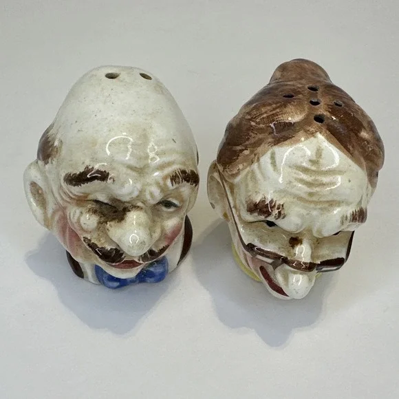 Vintage Old Man Woman Grandma Grandpa Kitchen Display Salt Pepper Shakers Japan