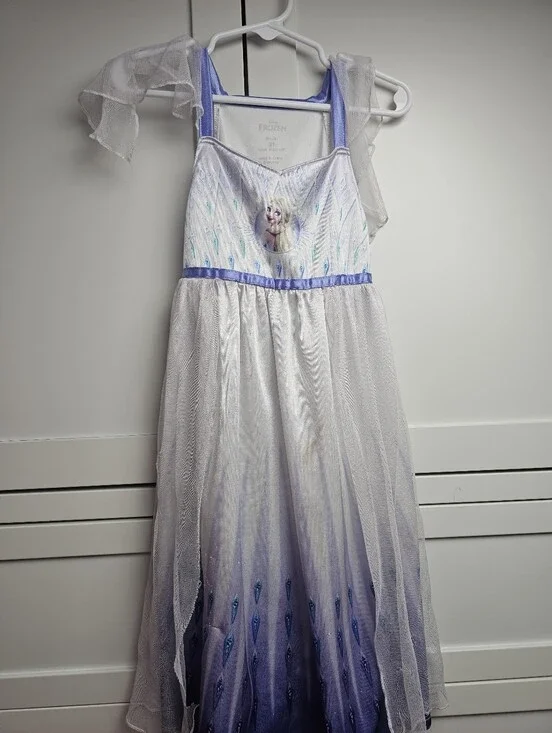 Disney Frozen Elsa Purple and White Girls Costume Dress Nightgown