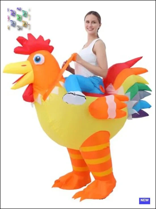 Inflatable Chicken Costume Funny Rooster Suit Halloween Party Cosplay