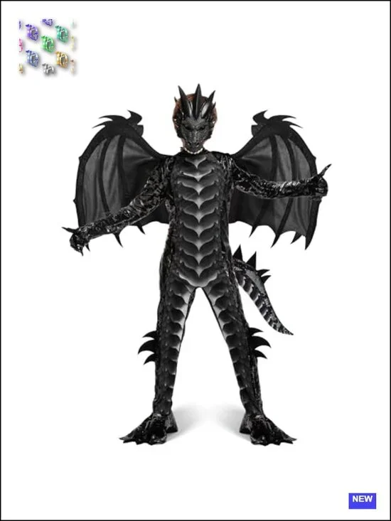 Kids Dragon Costume Set with Mask Wings Tail Gloves Halloween Dress Up