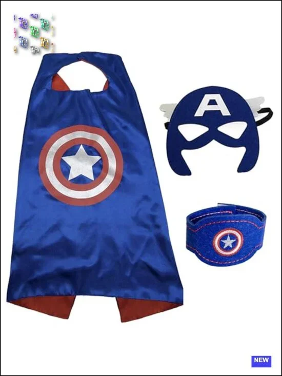 Kids Superhero Cape & Mask Set – Satin Dress-Up Costume with Felt Masks,