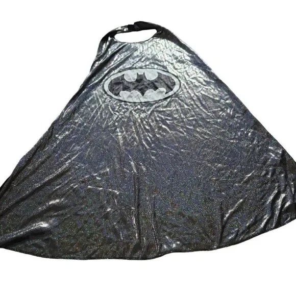 Six Flags BATMAN Cape Costume Cosplay Unisex DC SUPERHERO Silver iridescent