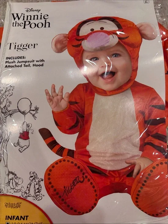 Disney Tigger Infant Costume - Orange and Cream Plush Jumpsuit with Hood
