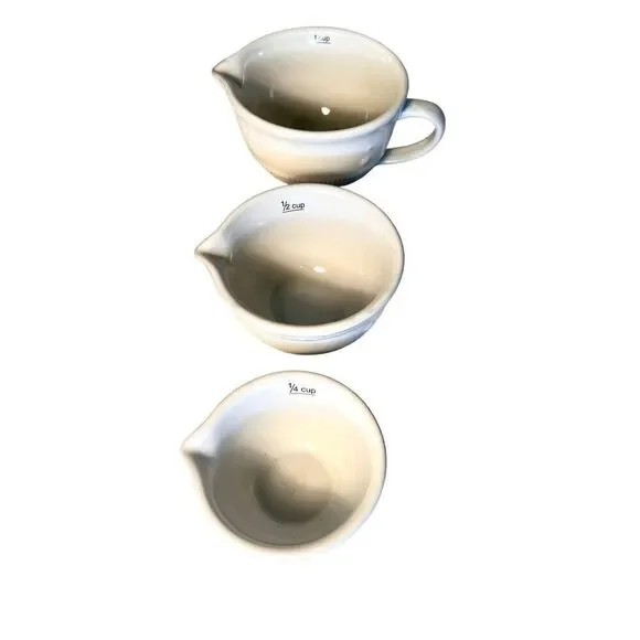 3 Piece Nesting Home Essentials White Stoneware Measuring Cup Set