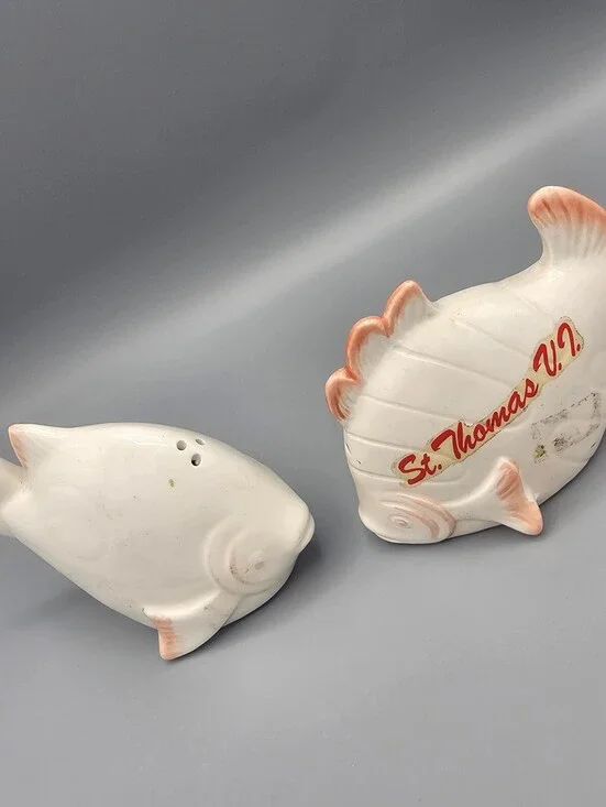 Vintage St. Thomas V.I. Fish-Shaped Salt and Pepper Shakers