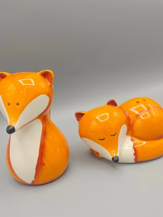 Ceramic Fox Salt and Pepper Shaker Set