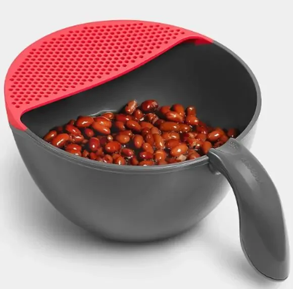 ArtCook 2-in-1 Produce Washing Bowl & Built-In Strainer 5.3  Quart Pink Gray New