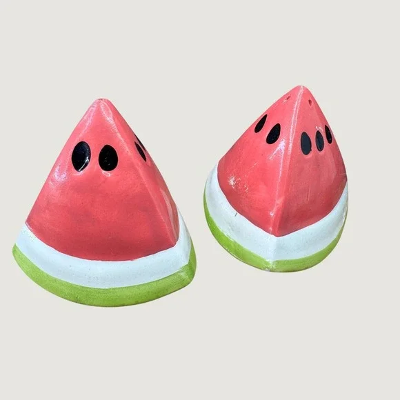 LOOMCO 1993 Watermelon Slice Salt & Pepper Shakers Ceramic‎ Vintage