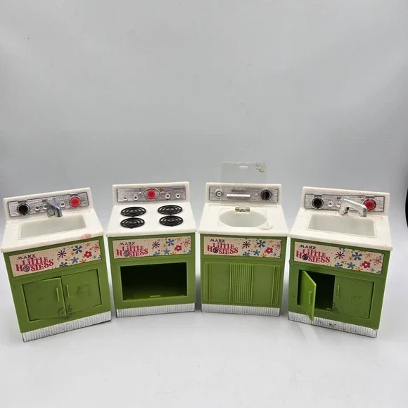 Vtg 50s Marx Toys 4 Mini Appliances Pretty Maid Little Hostess Avocado Green‎