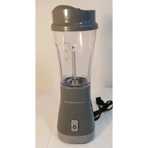 Hamilton Beach Single Serve Blender Grey With Travel Lid Model 51128 14oz Tested