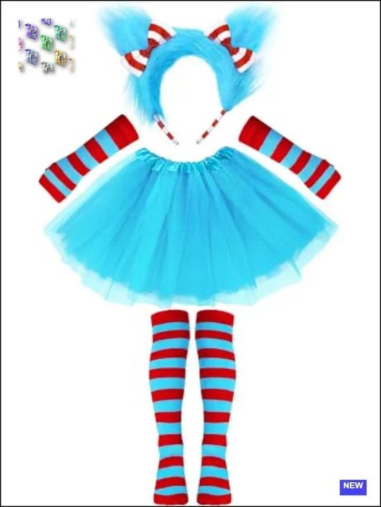 Girls Halloween Costume Tutu Skirt Set 4pcs Dress Up