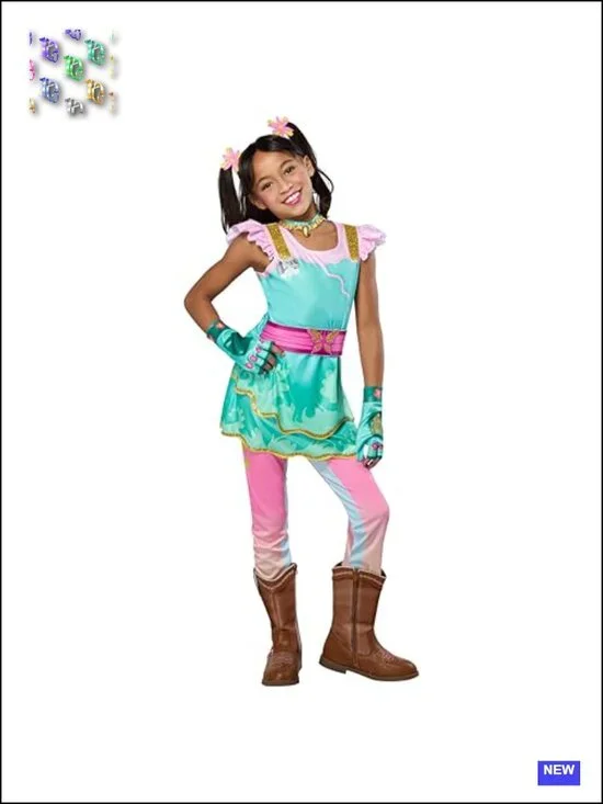 Kids Unicorn Academy Costume Dress Belt Leggings Gloves Necklace Hair Clips