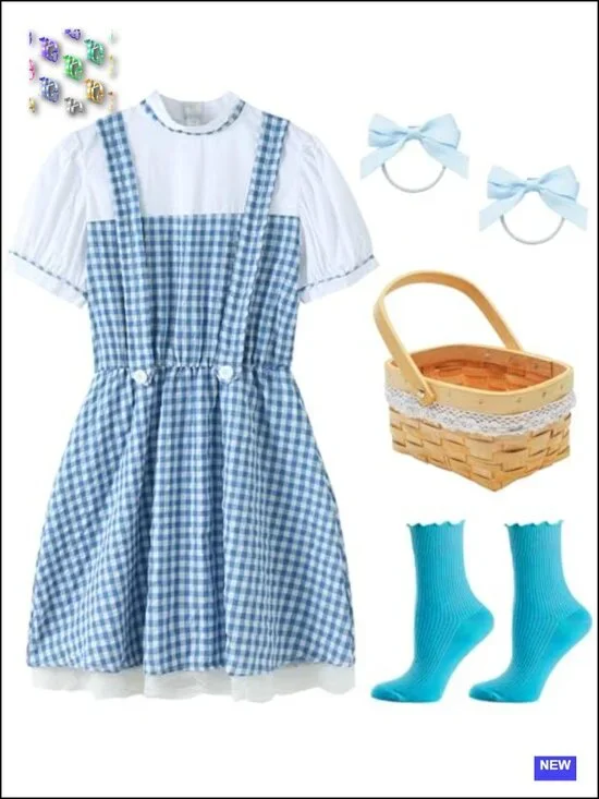 Halloween Costumes for Girls Blue Gingham Dress Book Character Outfit