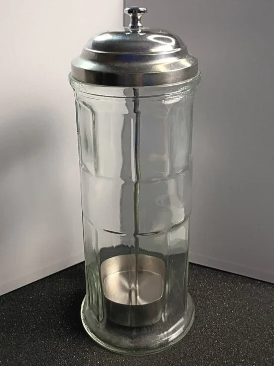 Martha Stewart Collection Glass Straw Dispenser Vintage Diner Style Metal Lid