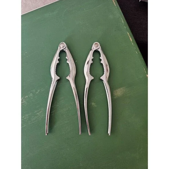 2 Metal Seafood Or Nut Crackers Silver Colored