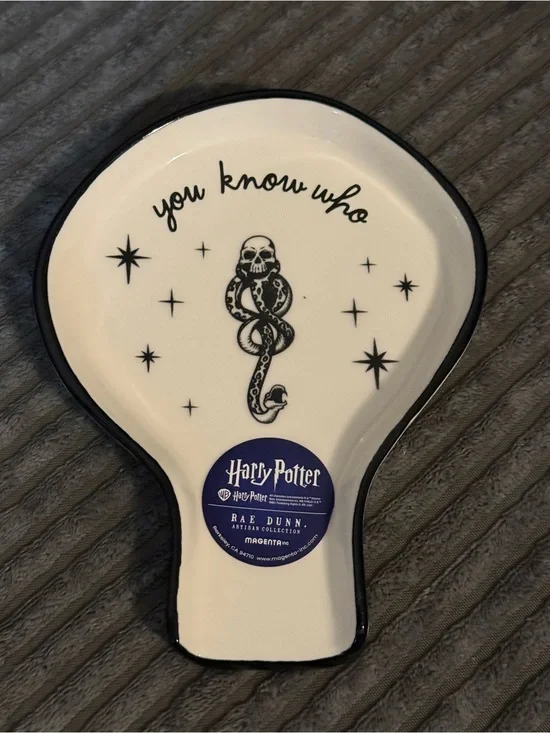 Rae Dunn x Harry Potter White Spoon Rest YOU KNOW WHO w/ the Dark Mark NWT